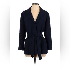 MM LaFleur Belted Navy Emalis Jacket Blazer - Eco Better Than Denim - Size 8